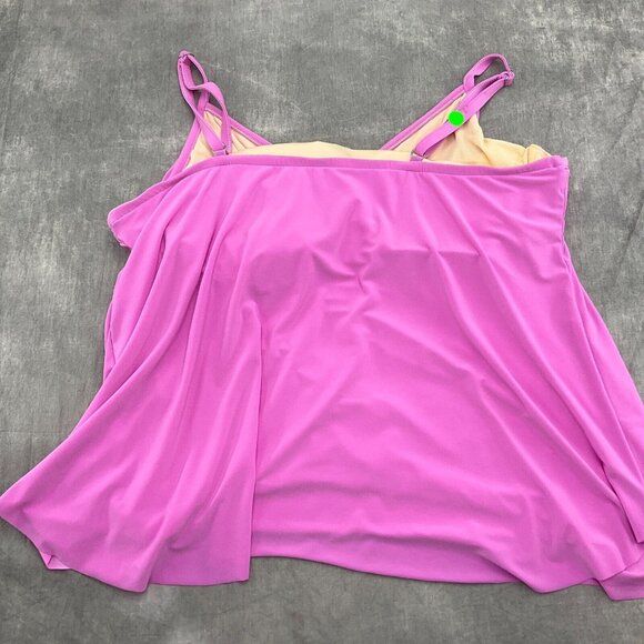 Magic Suit Tankini Top Women 24W Pink Layered Lined Underwire Bra Swim USA - Picture 3 of 8